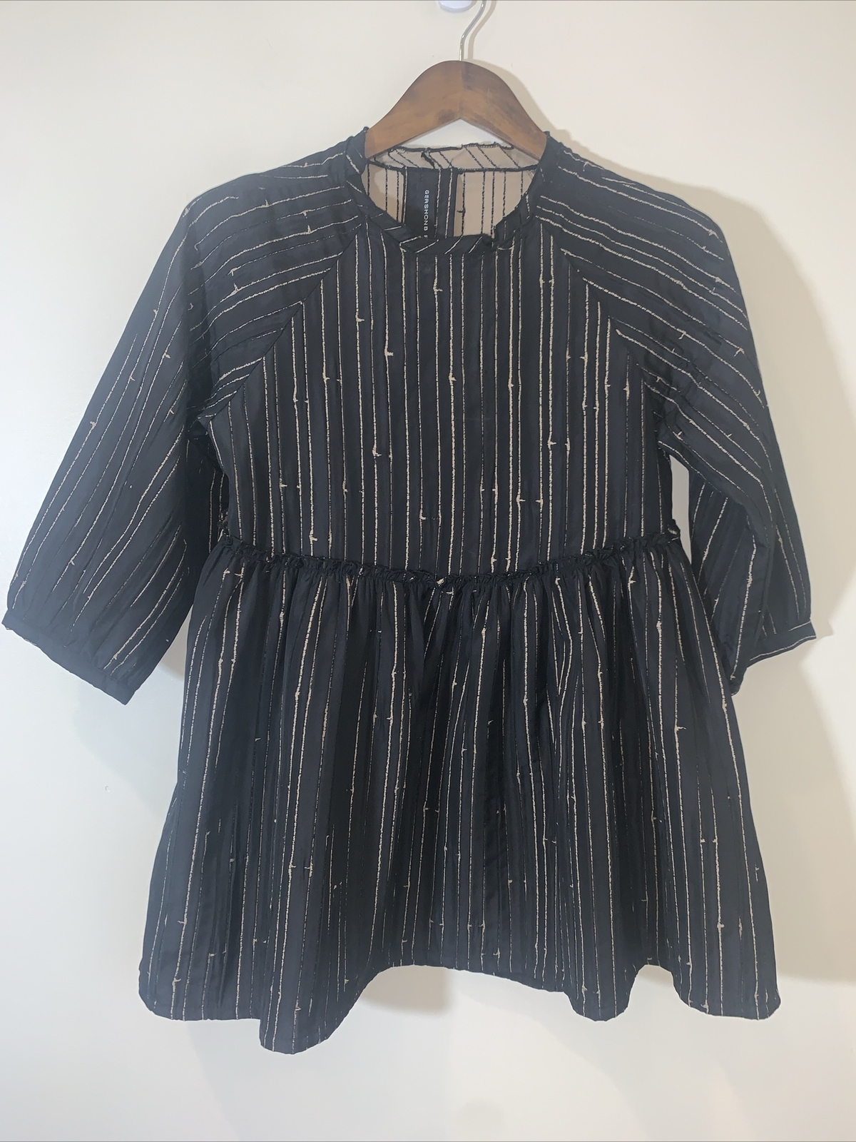 Gershon Bram Dress Womens XS Black Pleated Ruffle Whimsygoth Witchy Mini