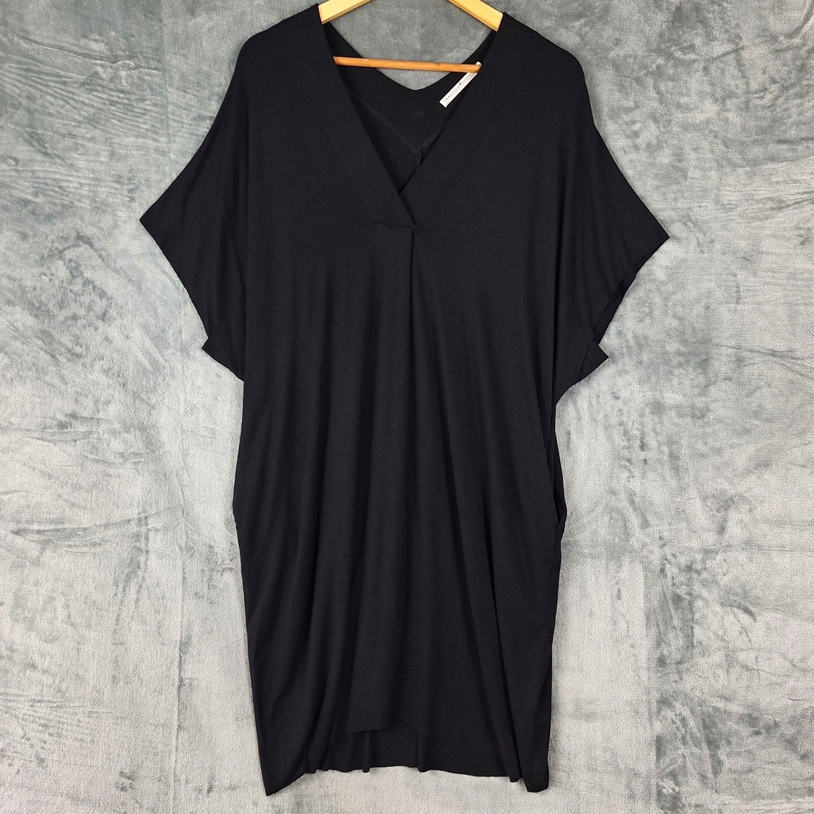 Peruvian Connection Dress M/L Black Thebes Lagenlook Minimalist Caftan Oversized