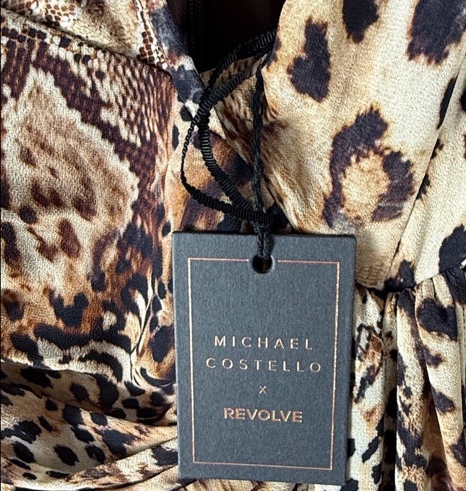 Michael Costello × REVOLVE Natalia Gown in Brown Animal Medley Size S