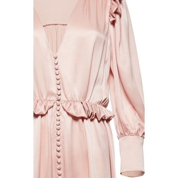 NWT Magda Butrym Tarragona Dress Ruffled Silk Satin Button Front Sz 36