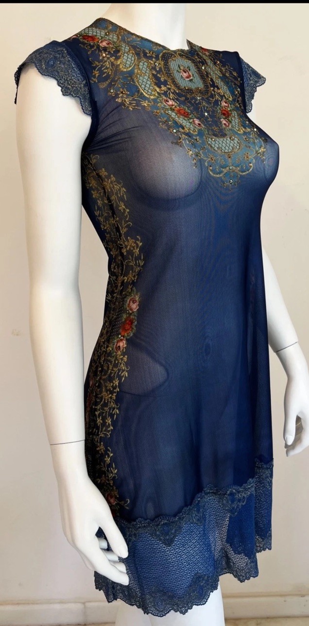 Michal Negrin Y2K Unique Beautiful Baroque Style Artwork Lace 2 Pc Dress Size M