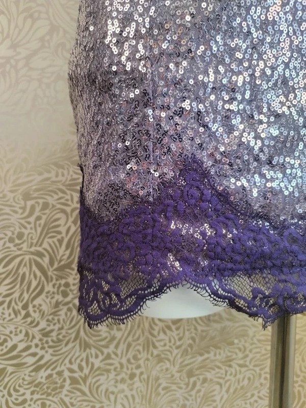 Wild Fable Y2K Dopamine Dressing Sequinned Mini Dress Lace Neckline Hem Size XS