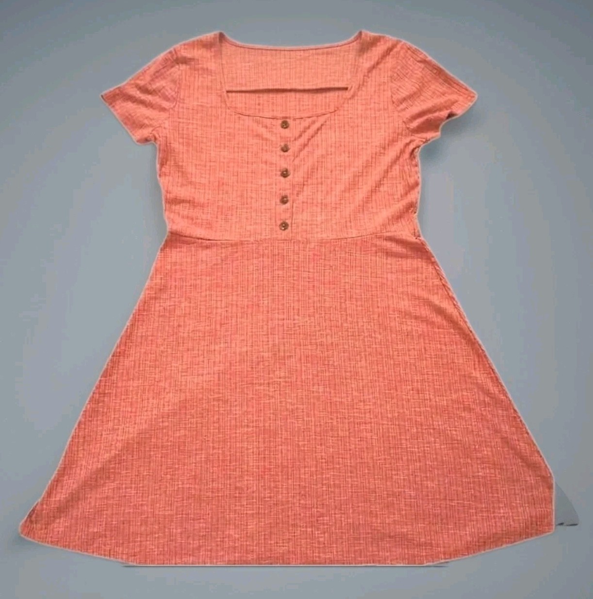 Arizona Jean Co Dress Womens Juniors Large Orange Ribbed Boho Square Neck Mini