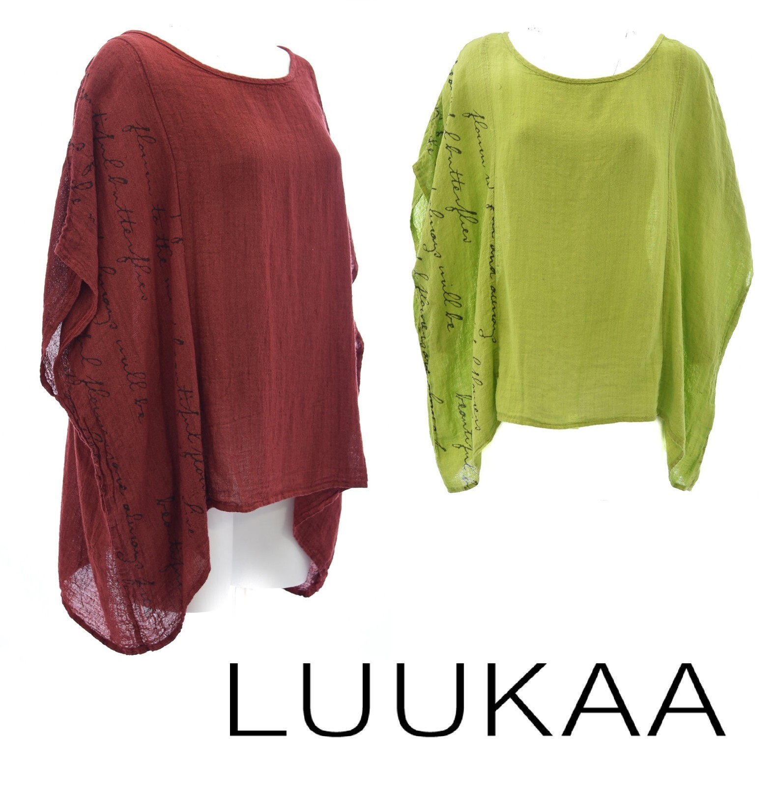 LUUKAA Linen Gauze A5009 LUCKY TUCKER DRESS Ruched Hem (sizes S-L) LIME GREEN