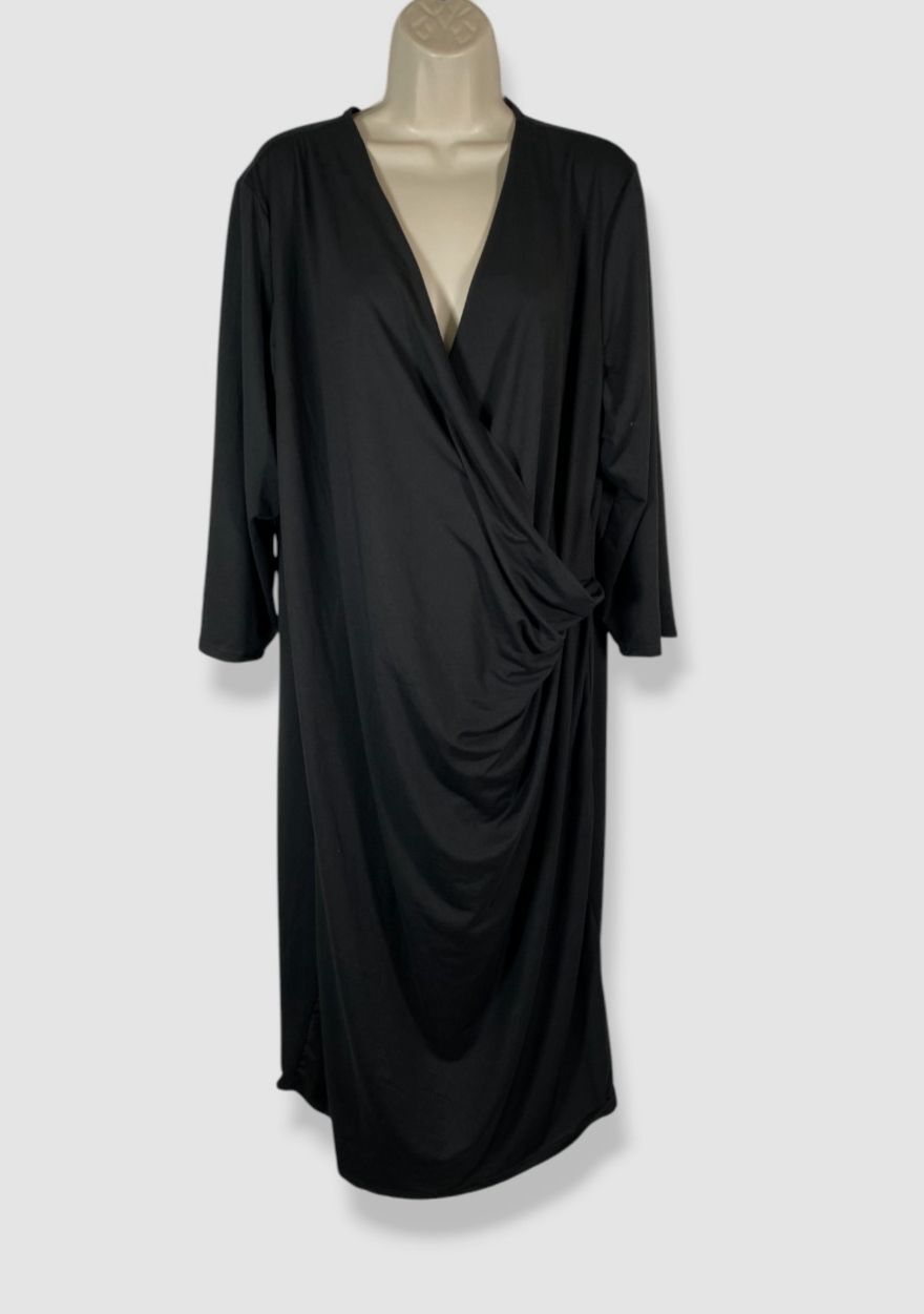24seven Comfort Apparel Women’s Black V-Neck A-Line Dress Plus Size 3X