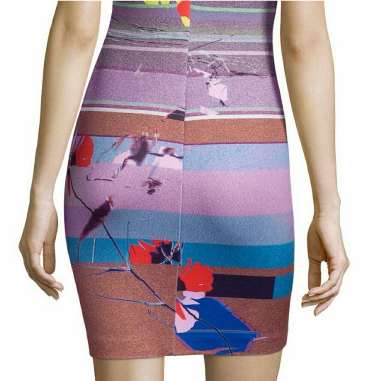CLOVER CANYON Large Coastal Abstract Digital Print Bodycon Mini Dress Sleeveless