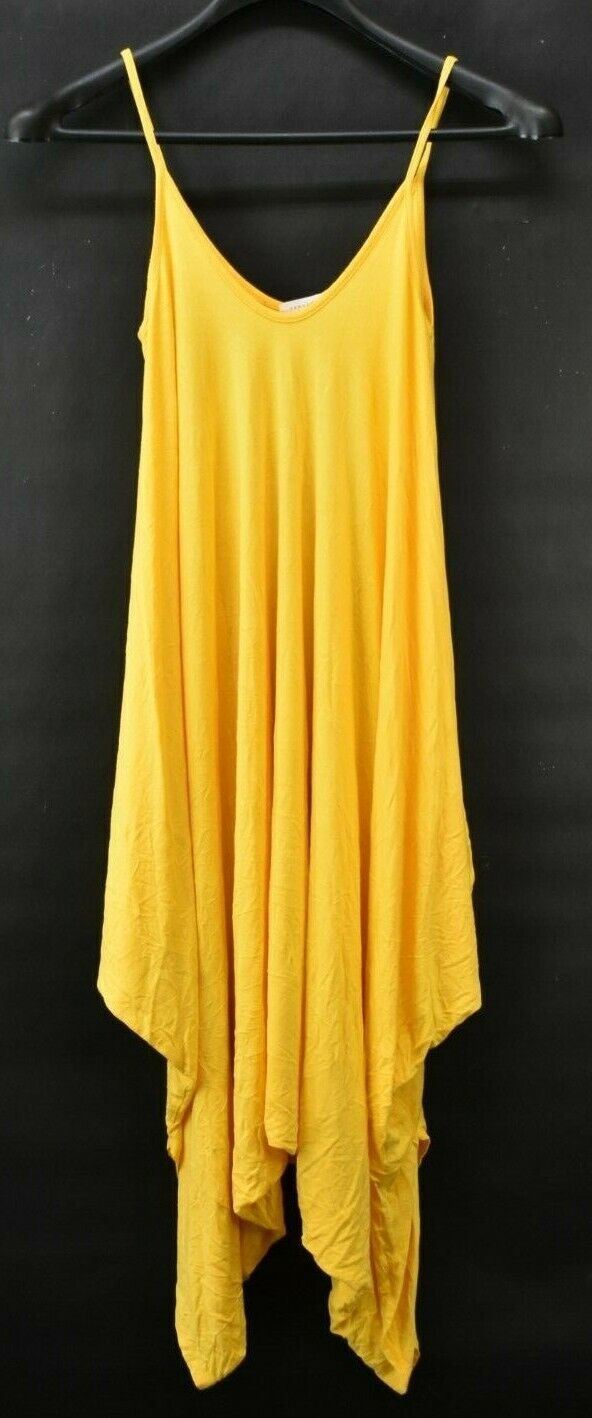 Reborn J Women’s Size Small Yellow Spaghetti Strap Round Neck U Back Dress