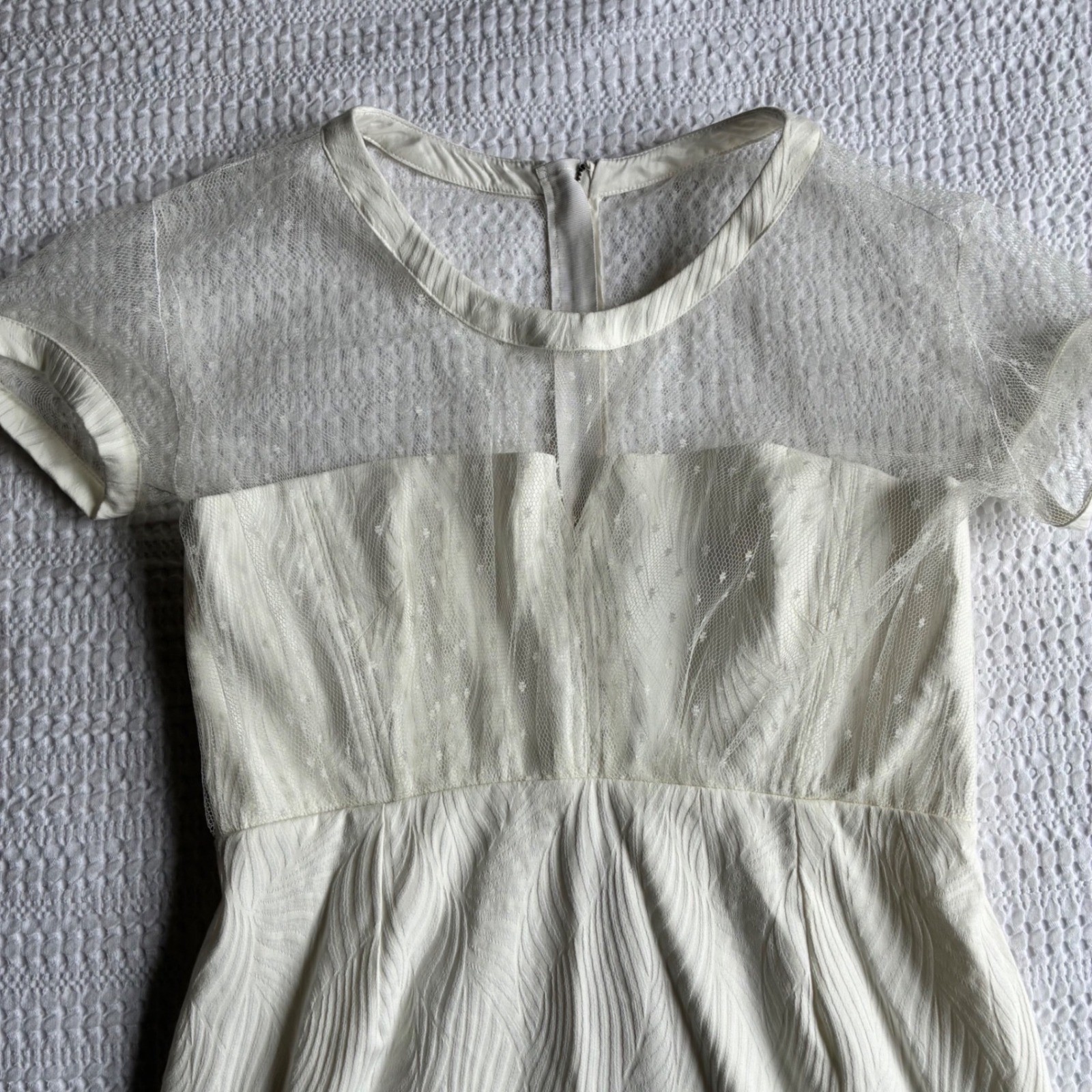 The Kooples Mini Dress Cream Mesh Illusion Neck Bustier 40/L Kentucky Derby