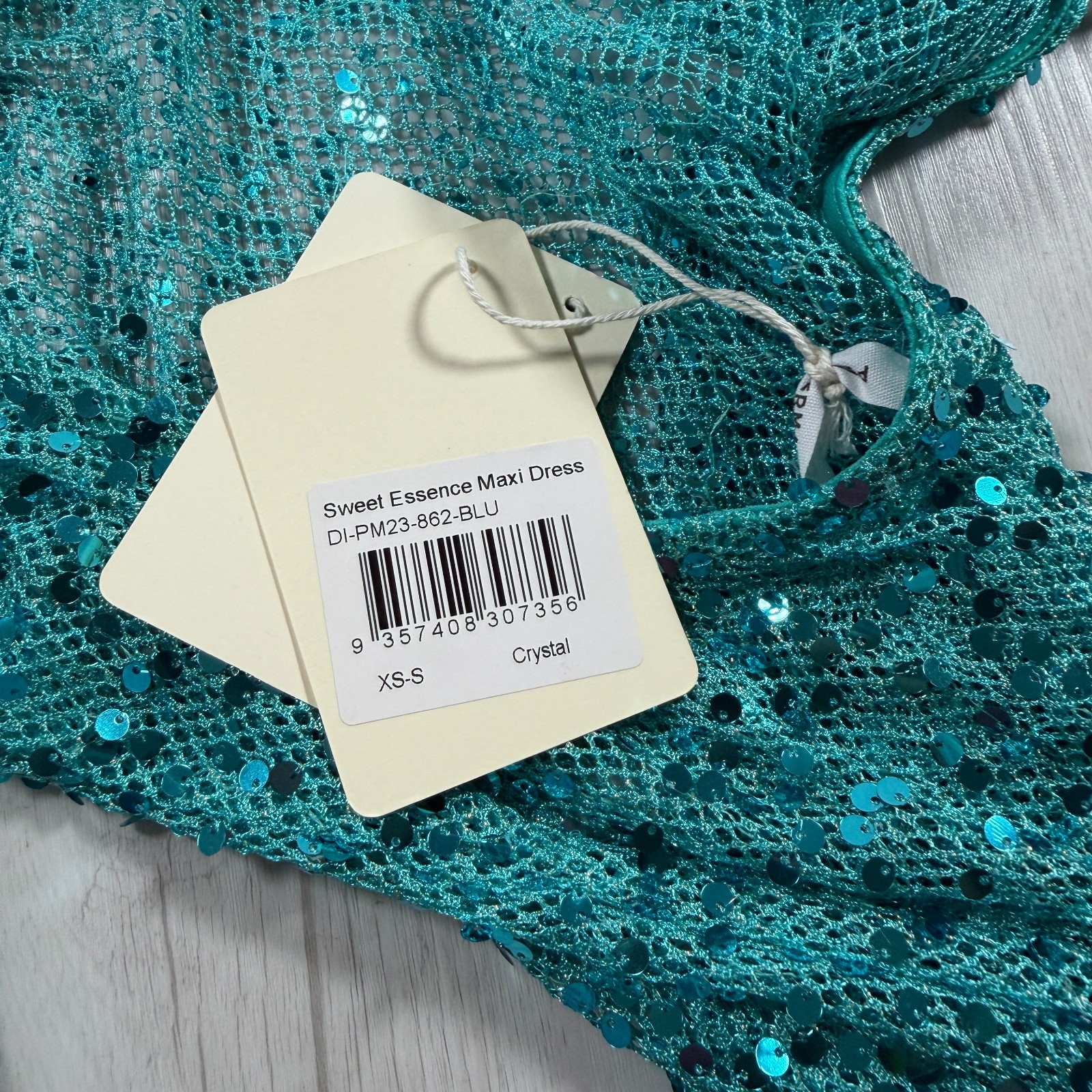 NWT Peppermayo Women’s XS Sequin Blue Maxi Dress Summer Travel Beach