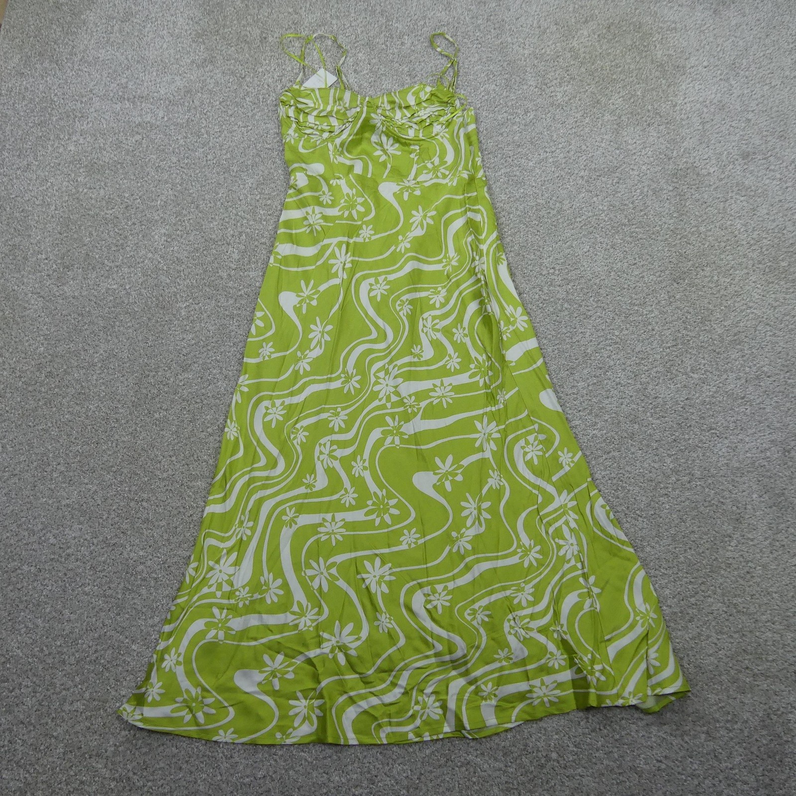 ASTR The Label Dress Womens Small Green Celery Floral Maxi Sleeveless Underwired