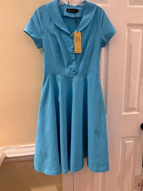 GOWN TOWN Vintage Classic Medium Teal Dark Aqua Turquoise Size Medium Dress