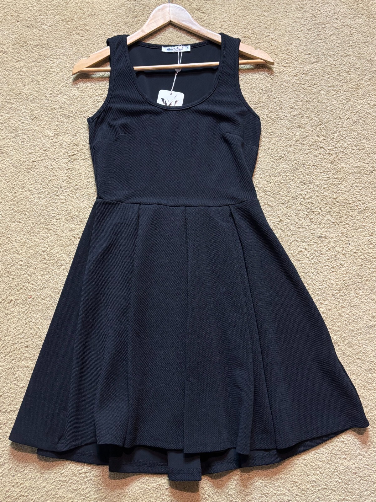 NWT White Mark Dress Sleeveless Babydoll Textured Swing Tent Skater Mini Black M