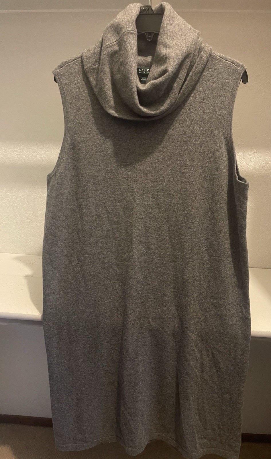 Ralph Lauren Grey sleeveless turtleneck sweater dress 2X wool & cashmere blend