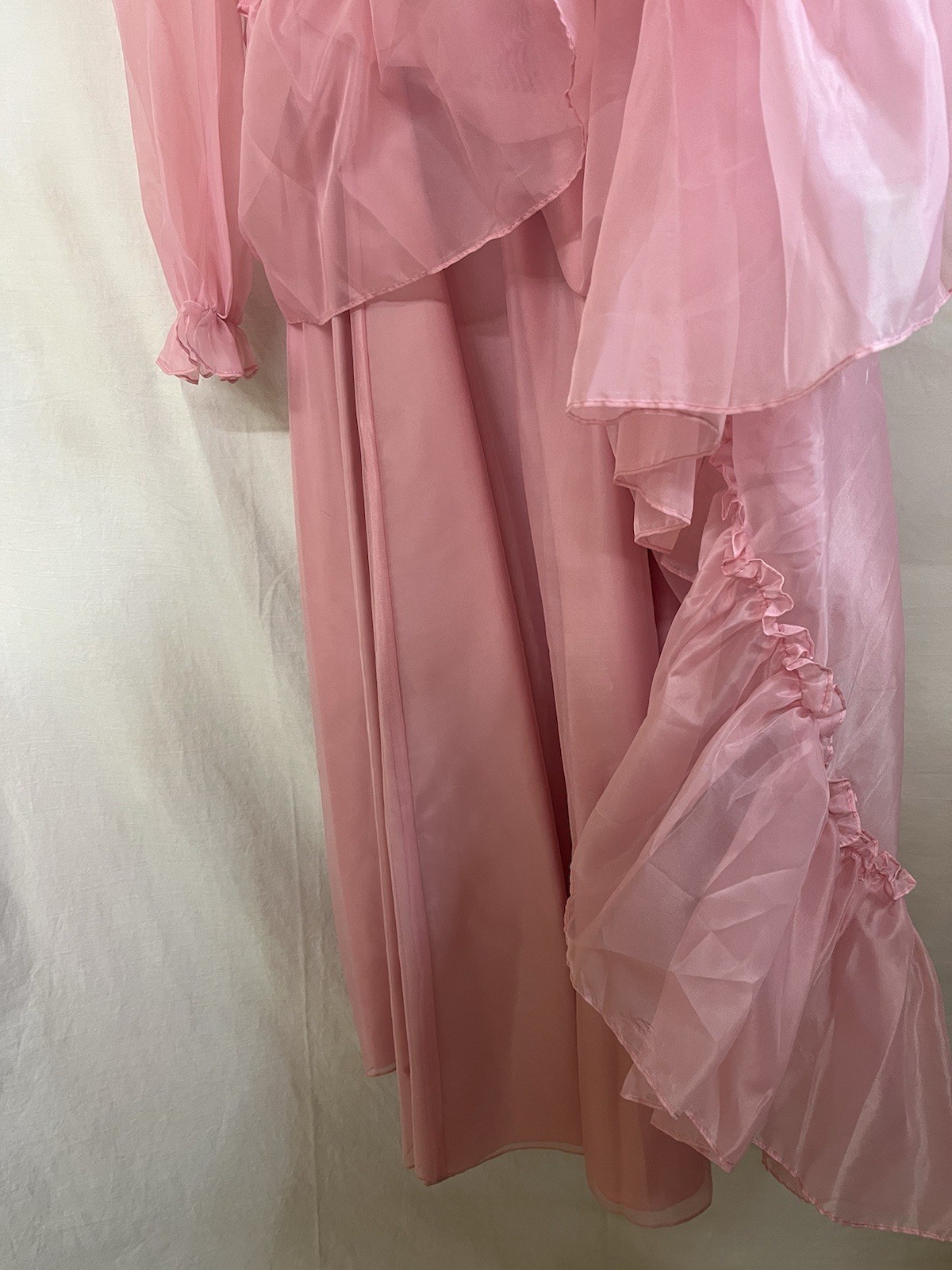 Vintage Dress 8 S Ruffle Sheer Nylon Tea Peasant Prairie Cottage Gypsy Cosplay