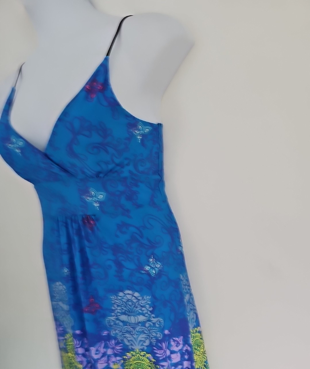 Lagaci Sundress Slip Dress Large Multicolor Floral Adjustable Spaghetti Straps