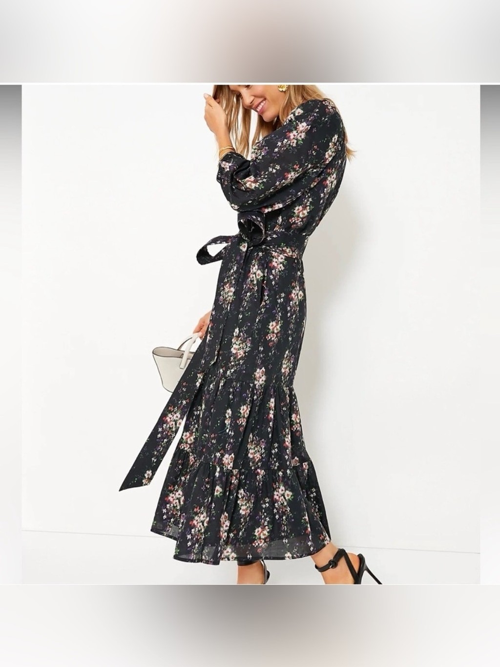 EUC Tuckernuck Floral Falling Flowers Lyle’s Maxi Dress. NOTE MISSING BELT
