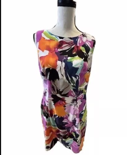 👗🐩 ALYX Womens Floral Stretch Sleeveless Body Con Dress 14 Zipper 40 X 36