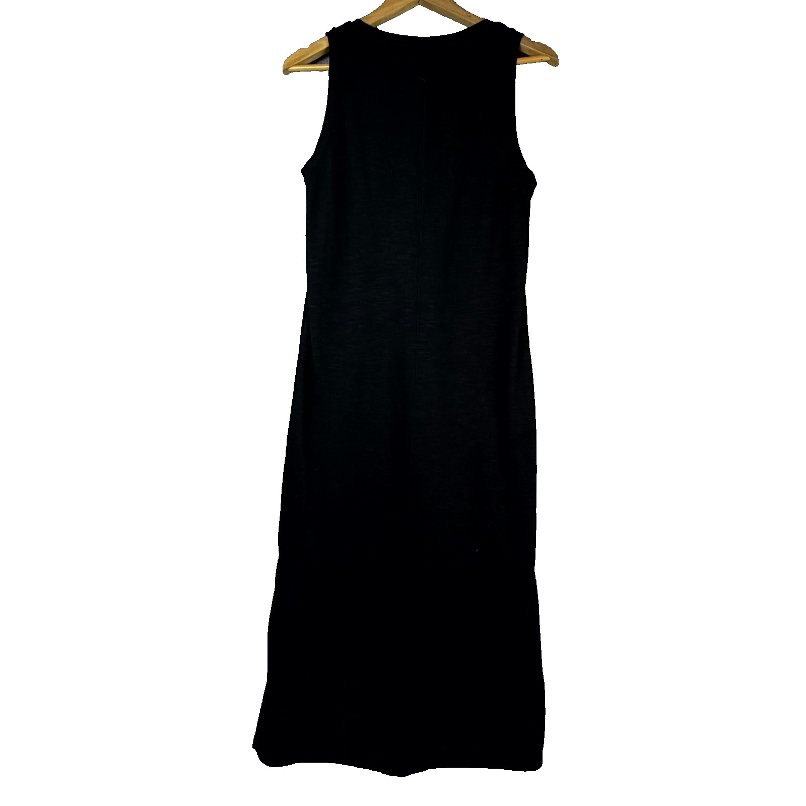 Paige Sage Midi Tank Dress Womens Small Black Rayon Stretch V-Neck Side Slits