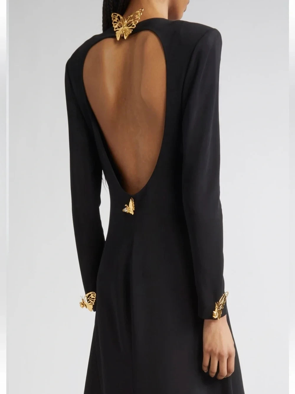 Oscar de la Renta Butterfly Detail Long Sleeve Open Back Gown, NWT, 10, 2950 $