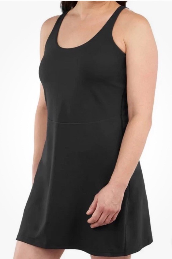 Elle Sport Women’s Active Tank Dress, Black, Size- M With Inner Short NWT