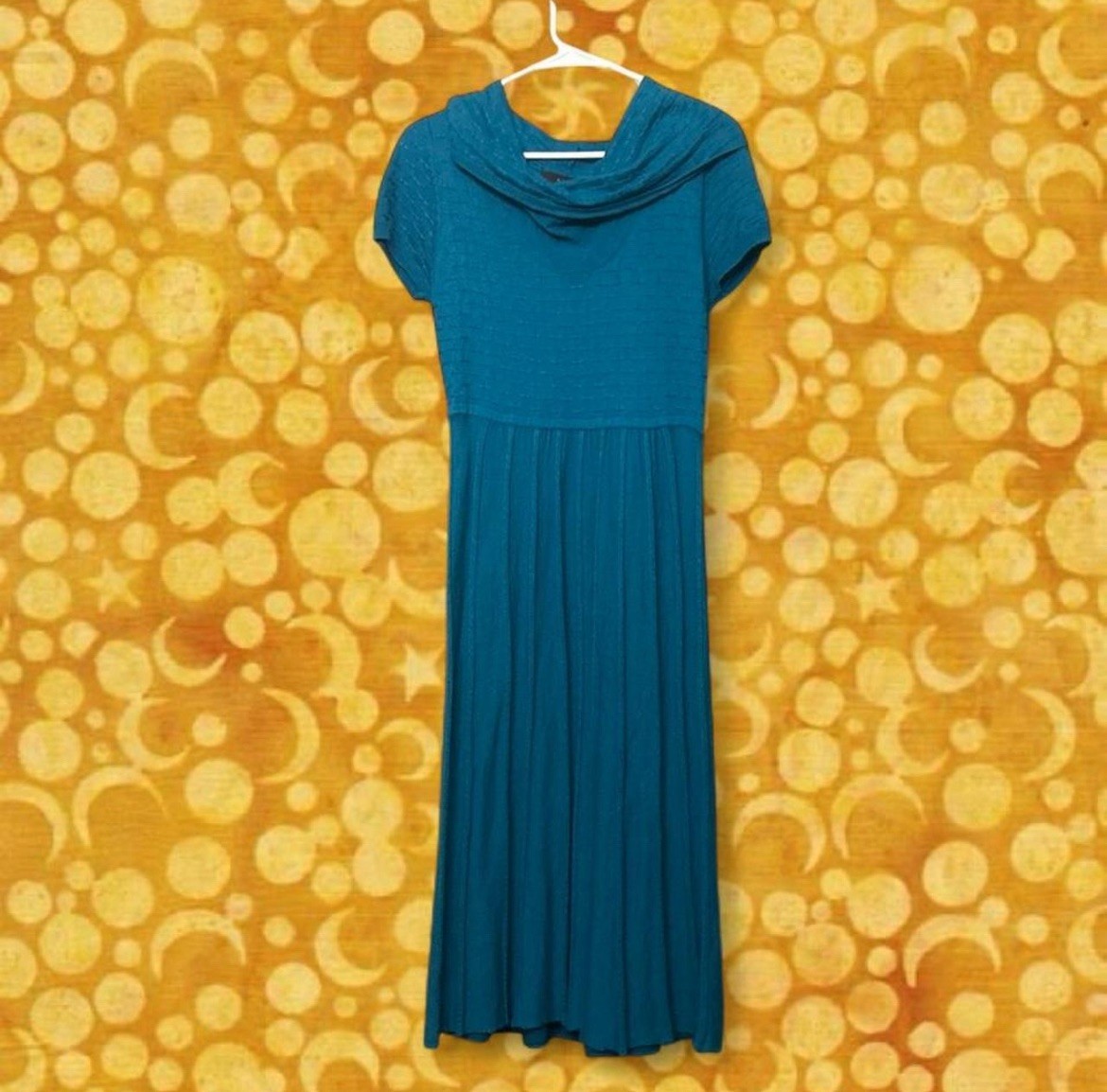 Teal Maxi Dress Fairy Goth Y2K unique twee blue Alt Chic ribbed shoujo Retro