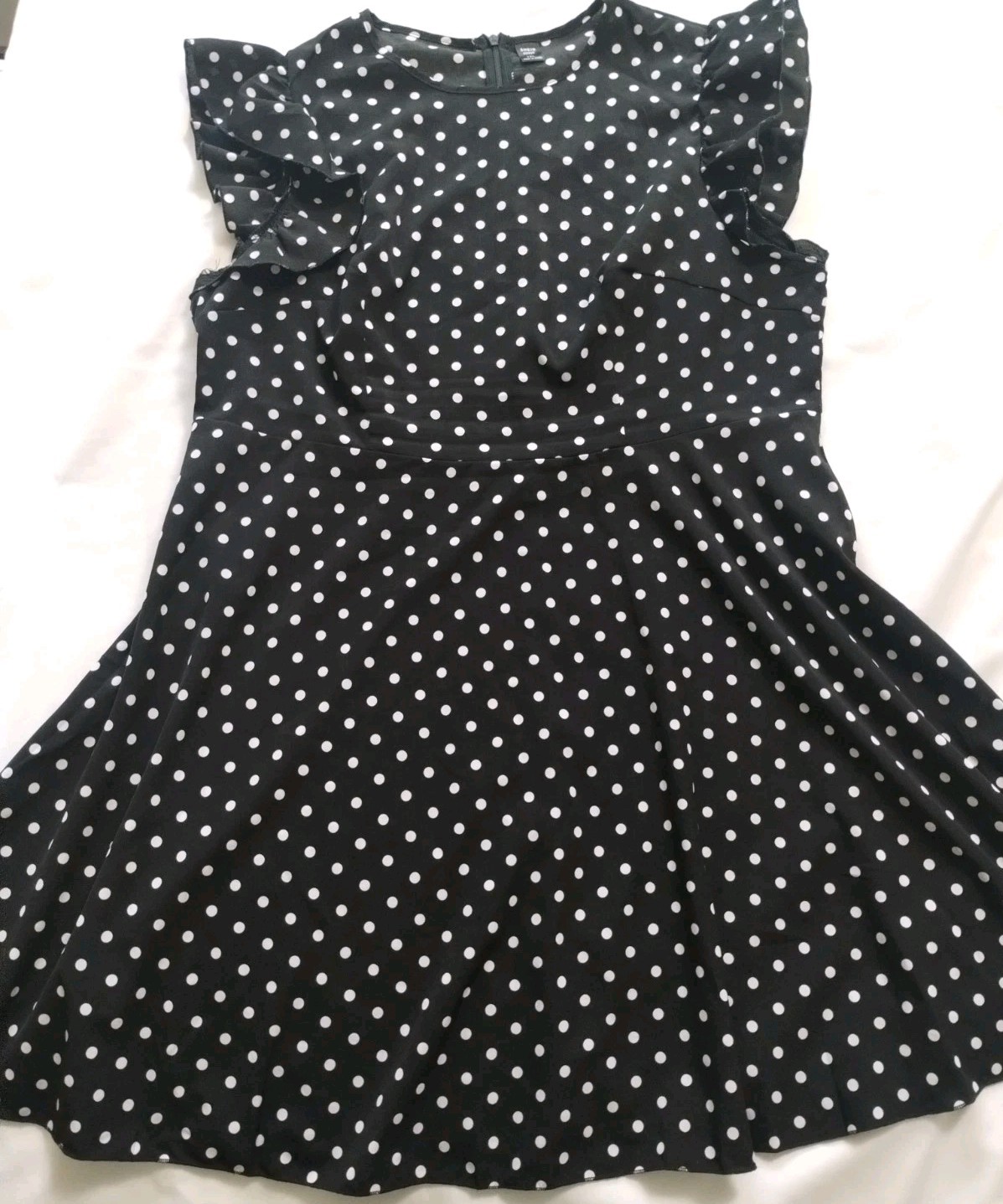 EUC WOMEN SHEIN CURVE BLUE WHITE POLKA DOTS CAP SLEEVE LIGHTWEIGHT DRESS SIZE 1X