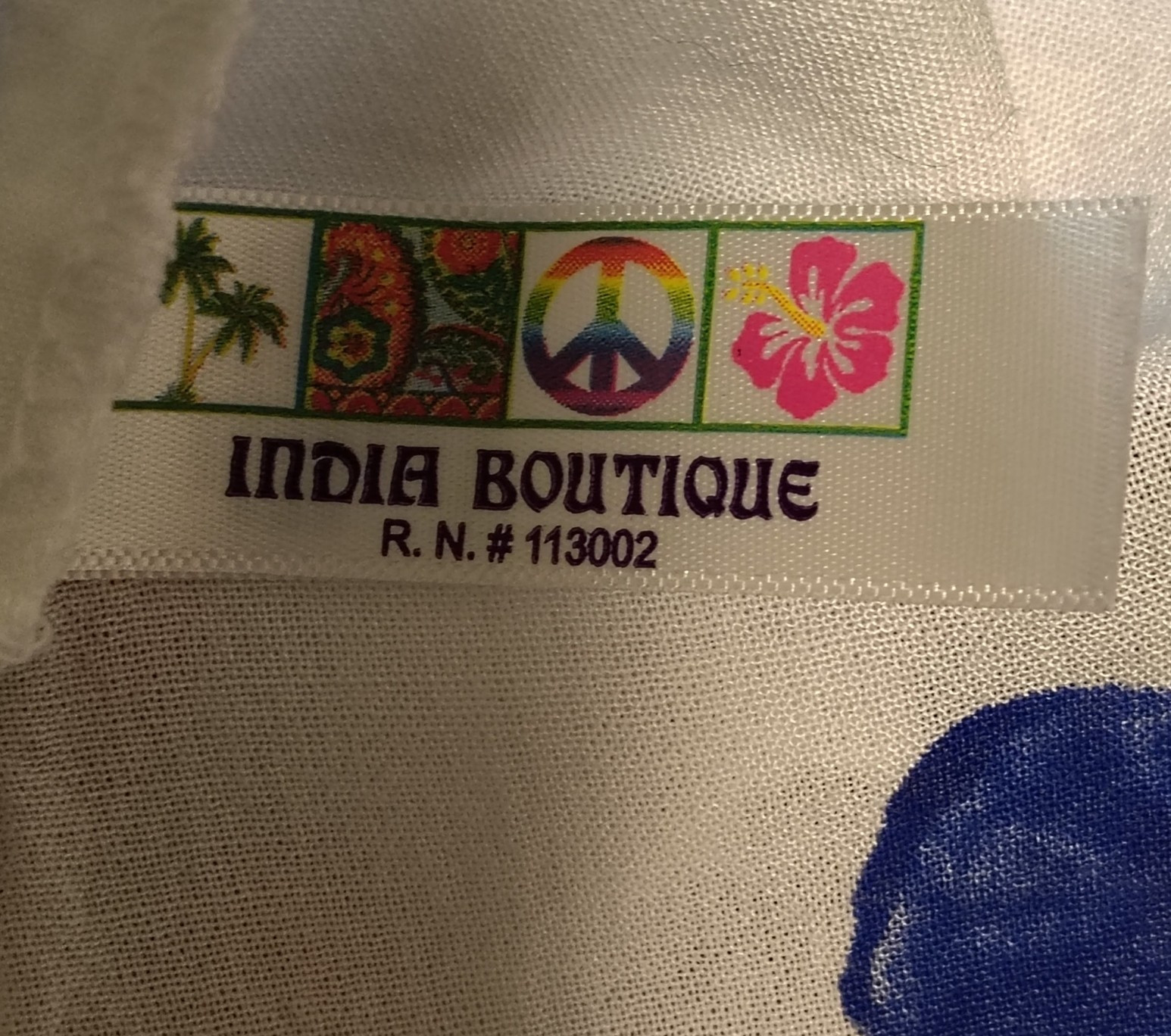 India Botique White Blue Tropical Floral A-line Sundress OS Rayon Resort Wear
