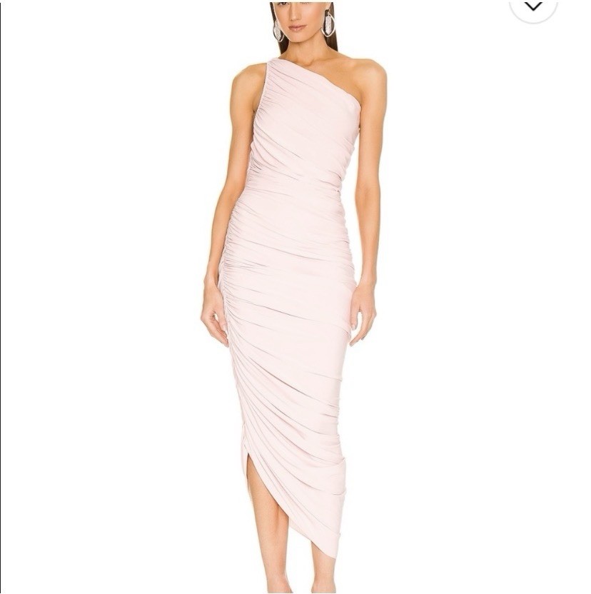Norma Kamali Diana Gown Blush Pink One Shoulder