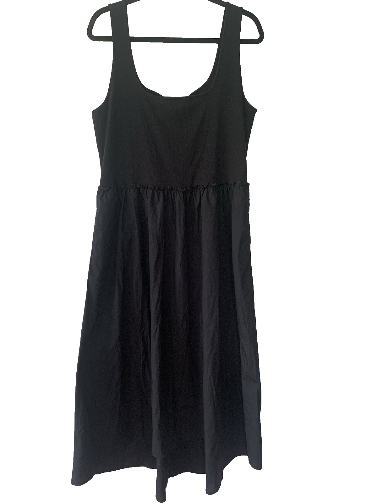 Ladies BLACK COTTON Blend Long Dress Knit Bodice size XL A New Day -NWT