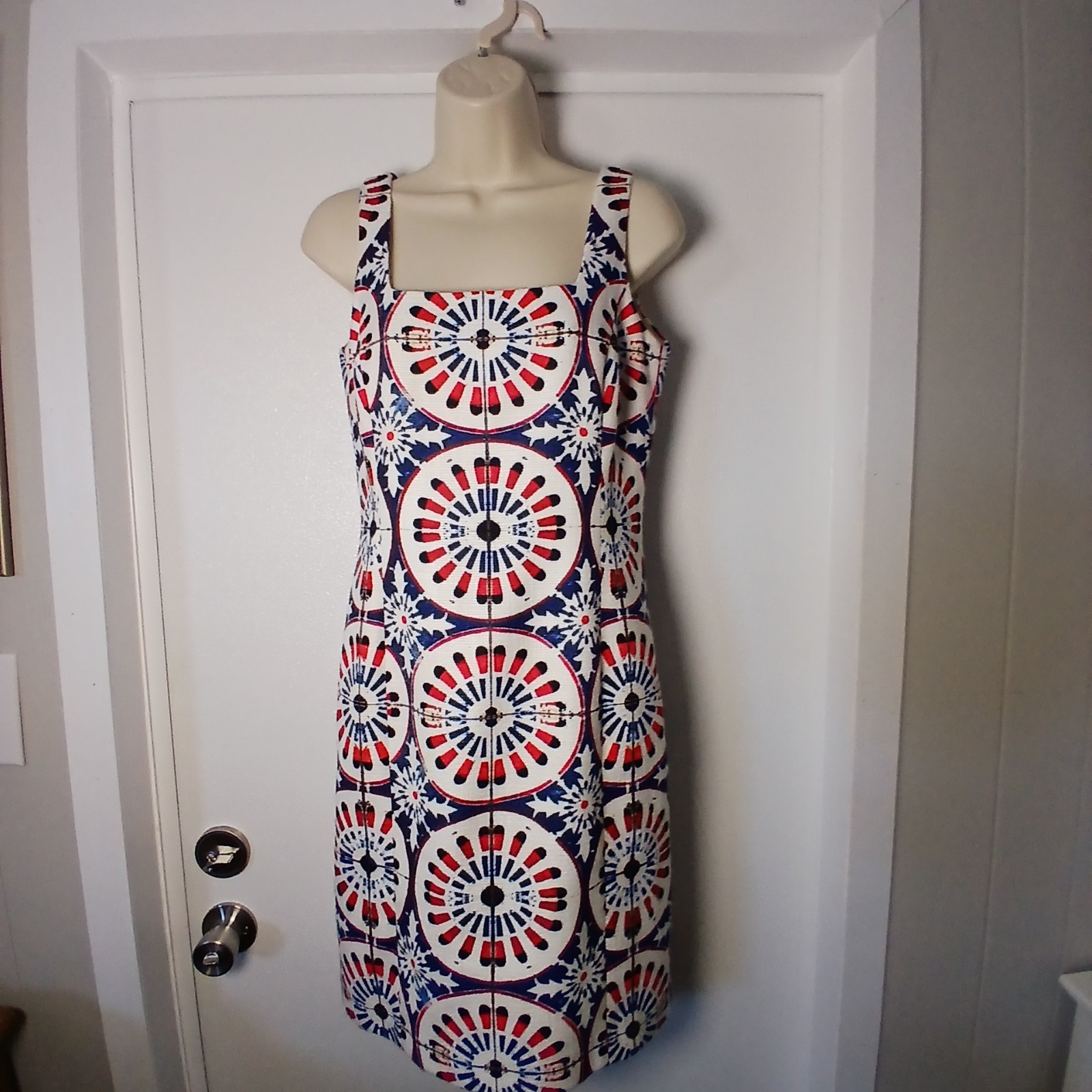 W by Worth Sleeveless Sheath Dress size 6 Red White & Blue 4th of July