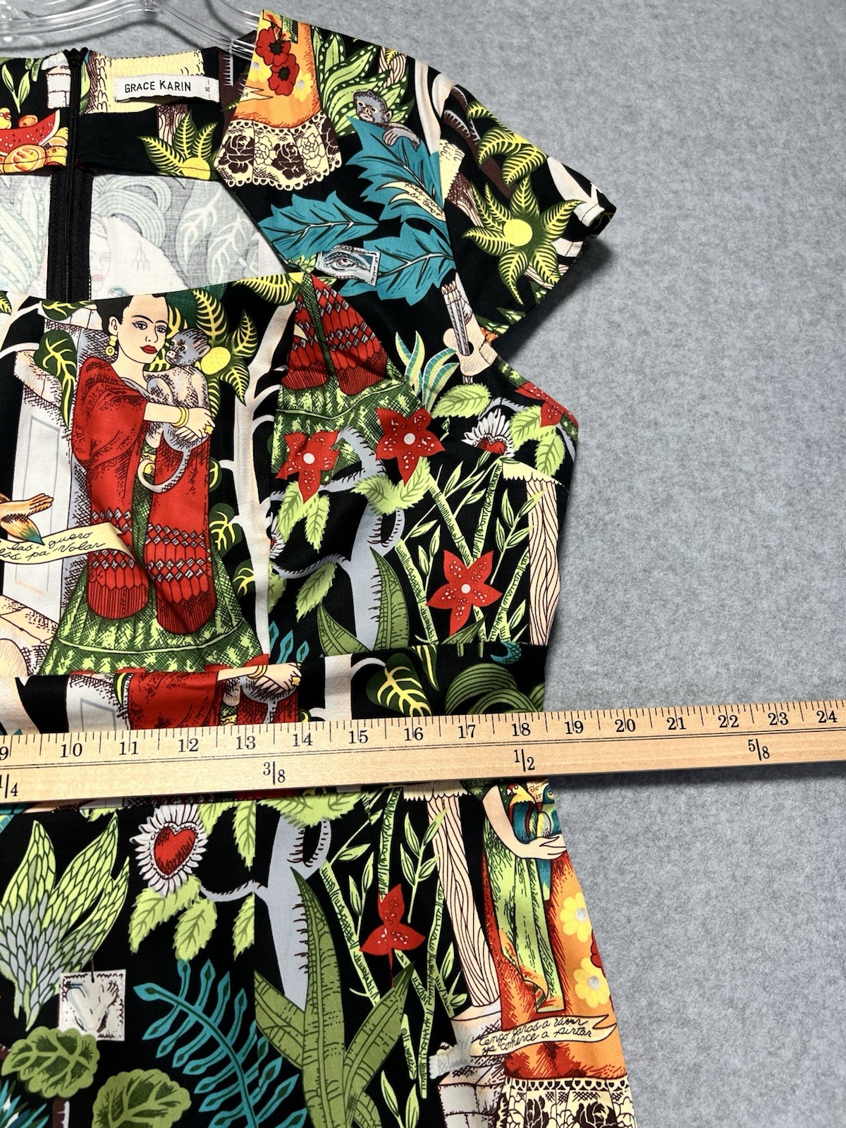 Grace Karin Frida Kahlo Multicolor Jungle Cap Sleeve Dress Women’s Sz XL, Retro