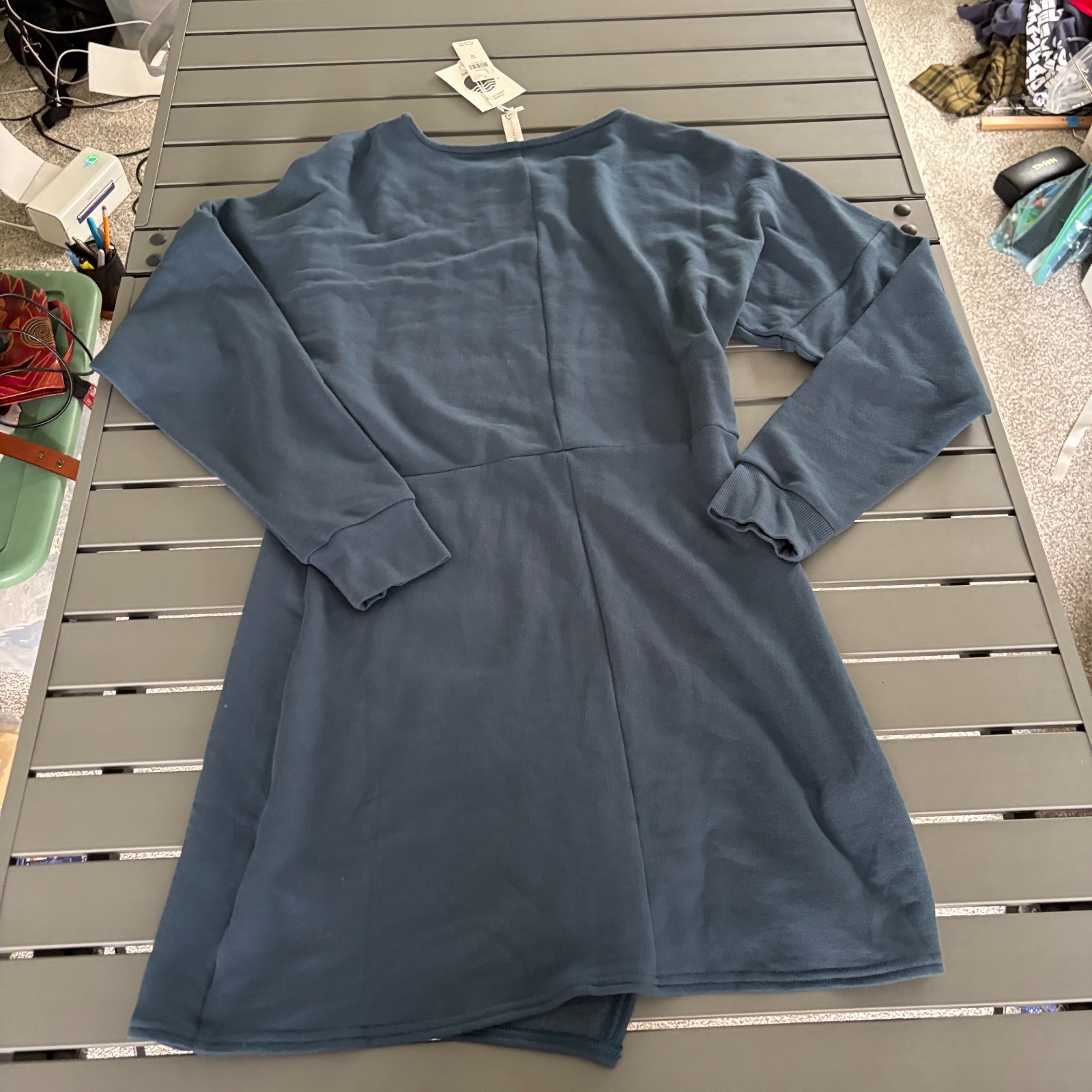 Daily Practice by Anthropologie Sweatshirt Dress Womens Medium Blue Tulip Hem