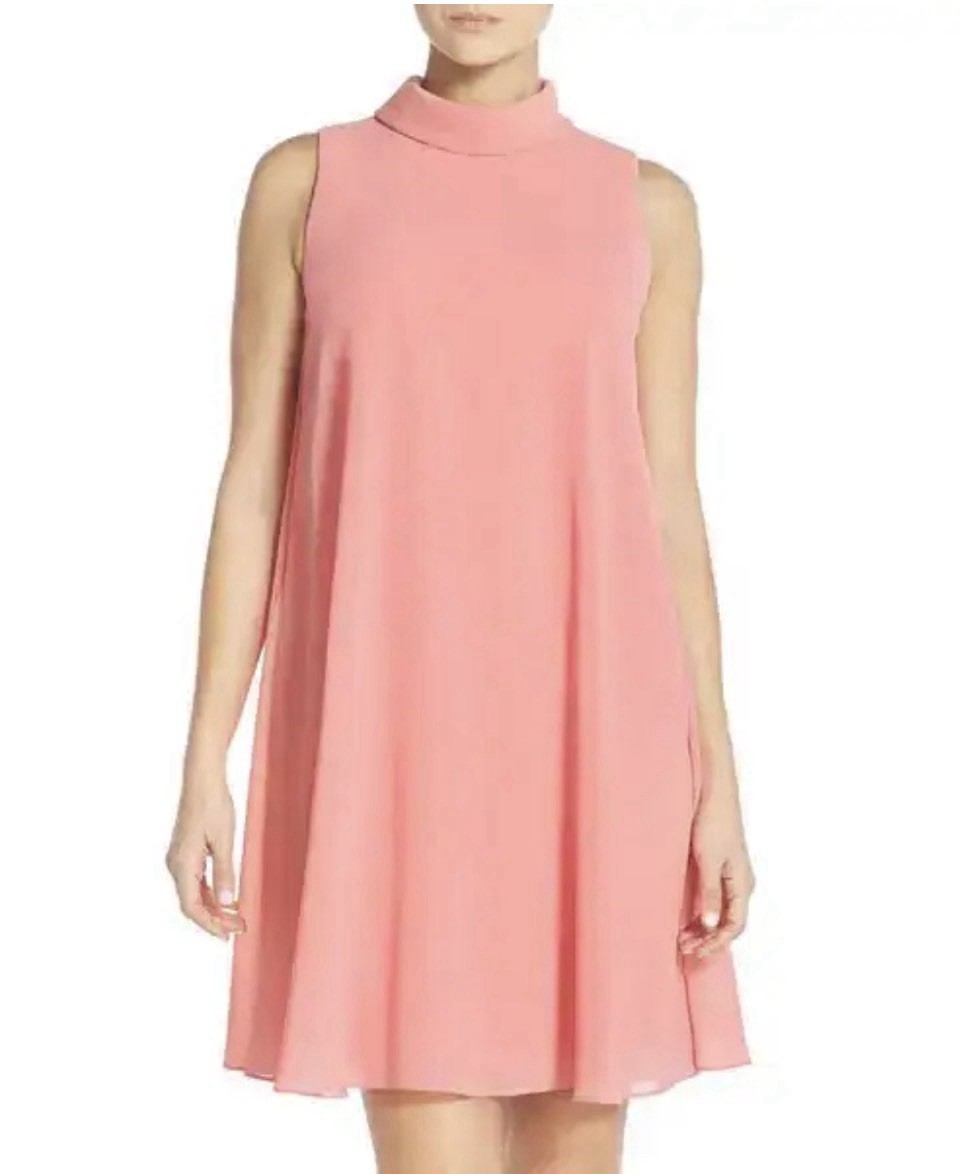 Vince Camuto Mock Neck A-line Sheath Dress Coral Sz 4 Wedding Resort Easter