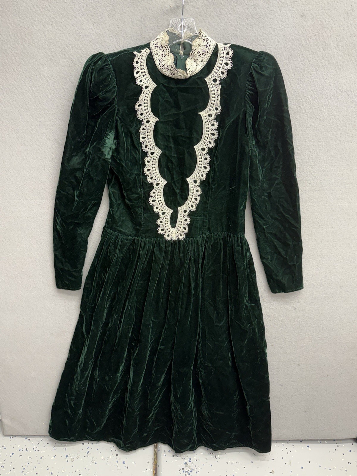 VTG Jessica McClintock Gunne Sax Floral Lace Collar Prairie 80’s Midi Dress 13