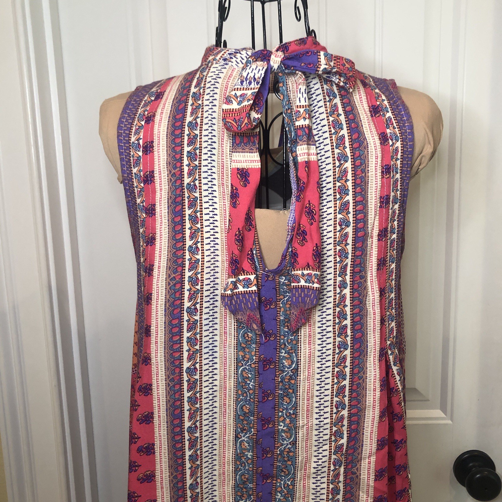 Jodifl Womens Small Bohemian Vibrant Patchwork Swing Shift Dress