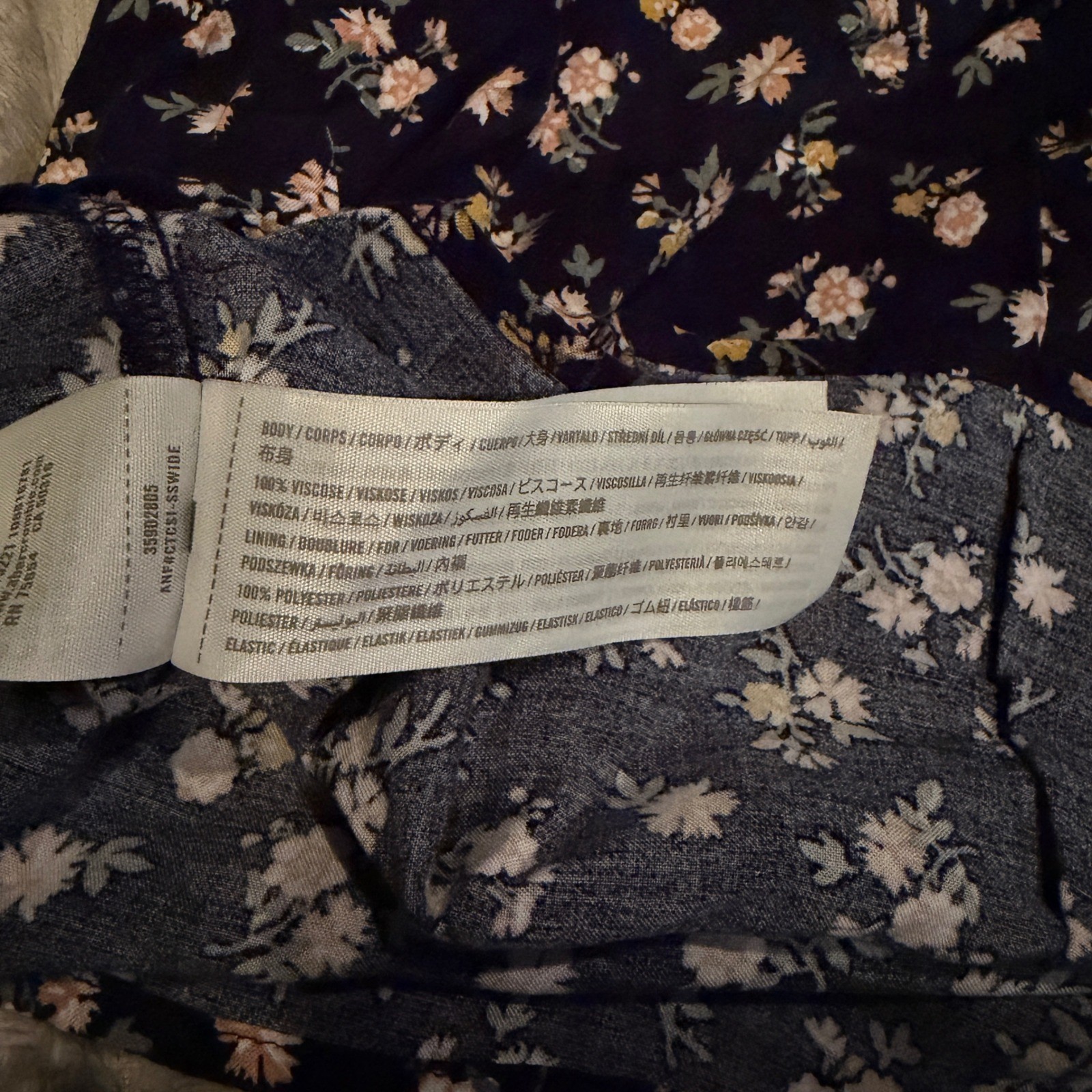 Hollister Navy Floral Smocked Back Puff Sleeve Mini Dress Women M Cottagecore