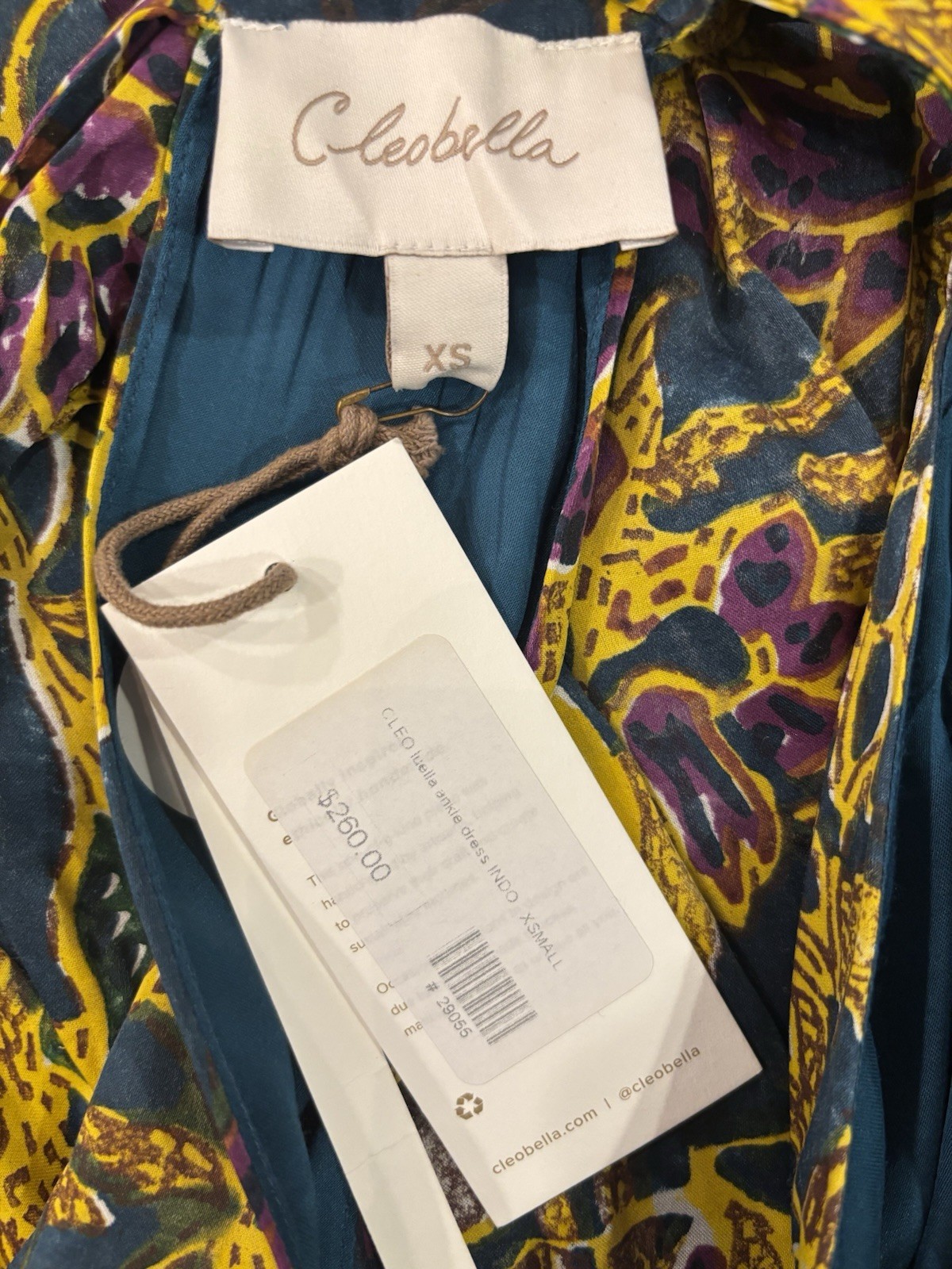 Cleobella Luella Ankle Dress Indo Block Print SZ XS New With Tags