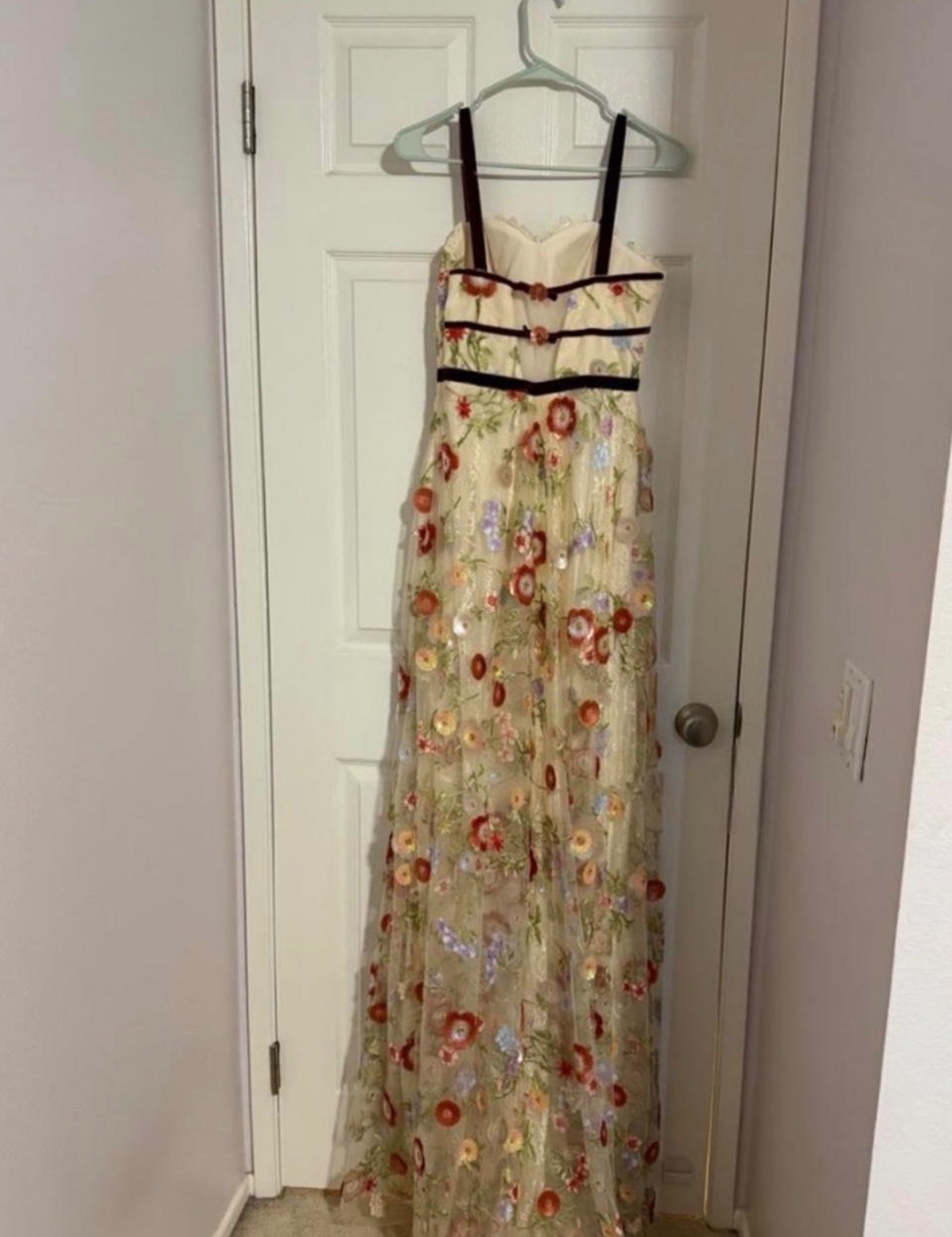 Custom Beaded Flower Prom Dress