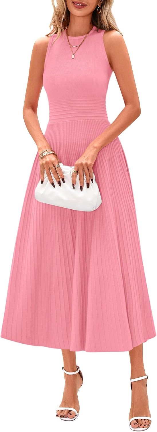 Spring Casual Dresses for Women 2026 Summer Business Work Midi Sleeveless A Line