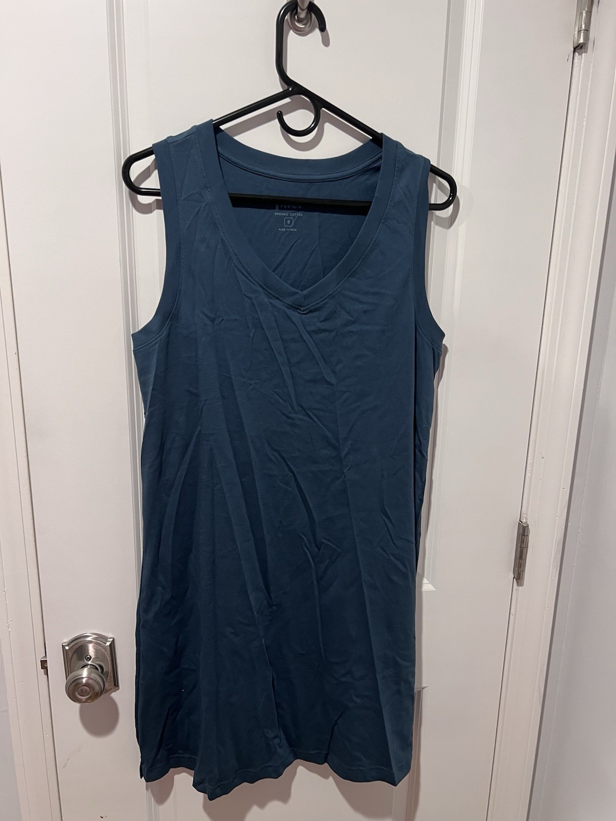 Pact Organic Cotton Softspun A-Line Tank Dress In Teal Sz S