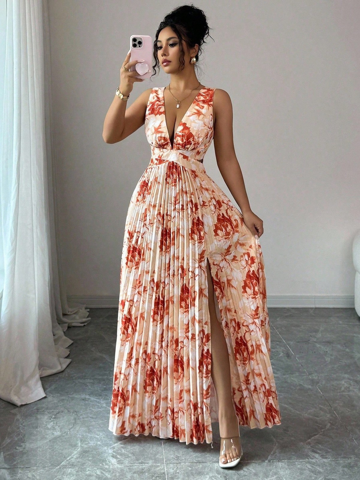 Elenzya Floral Sleeveless A Line Maxi Dress