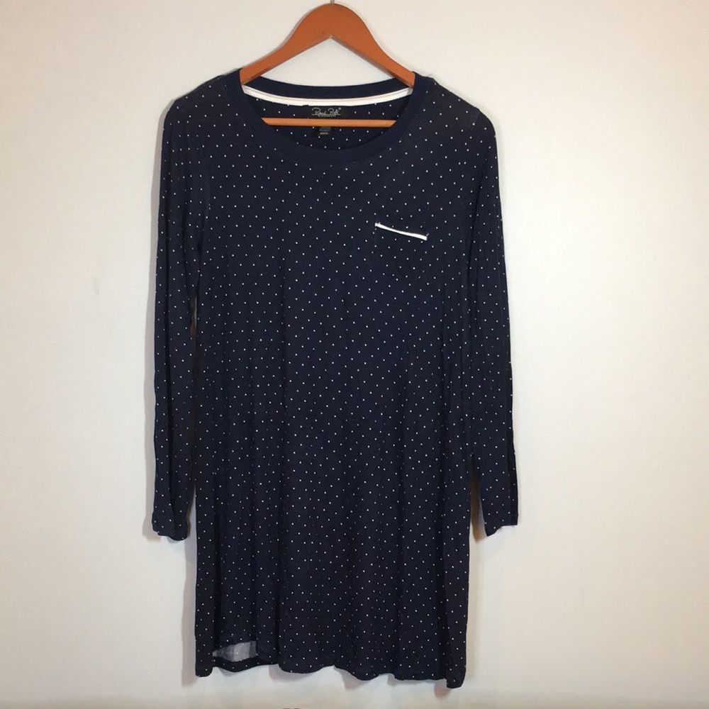 New with tags RENE ROFE sleepwear navy polkadot dress size medium