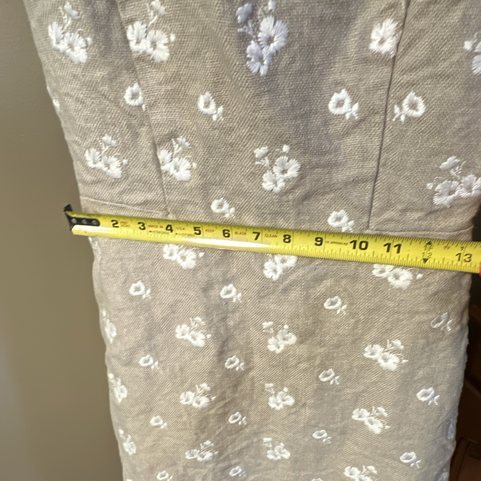 Michael Michael Kors Beige Linen Embroidered Floral Sheath Dress Sleeveless 0