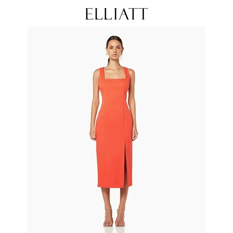 Summer New Wide Camisole Dress Side Slit Buttocks Wrapped Slimming Waist Closed