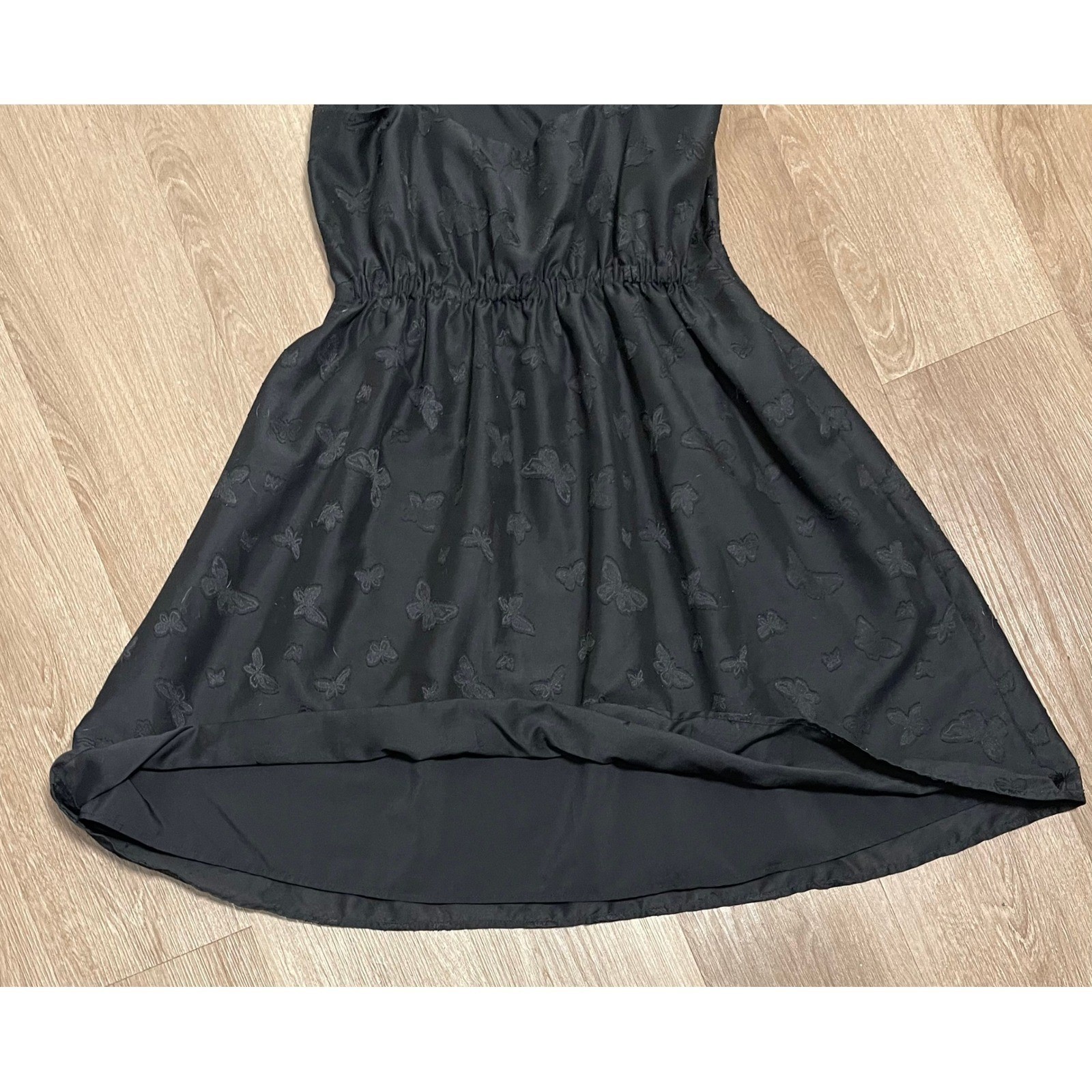 Madewell Black Ruffle Strap Tie-Back Mini Dress Size Small Fit & Flare Feminine