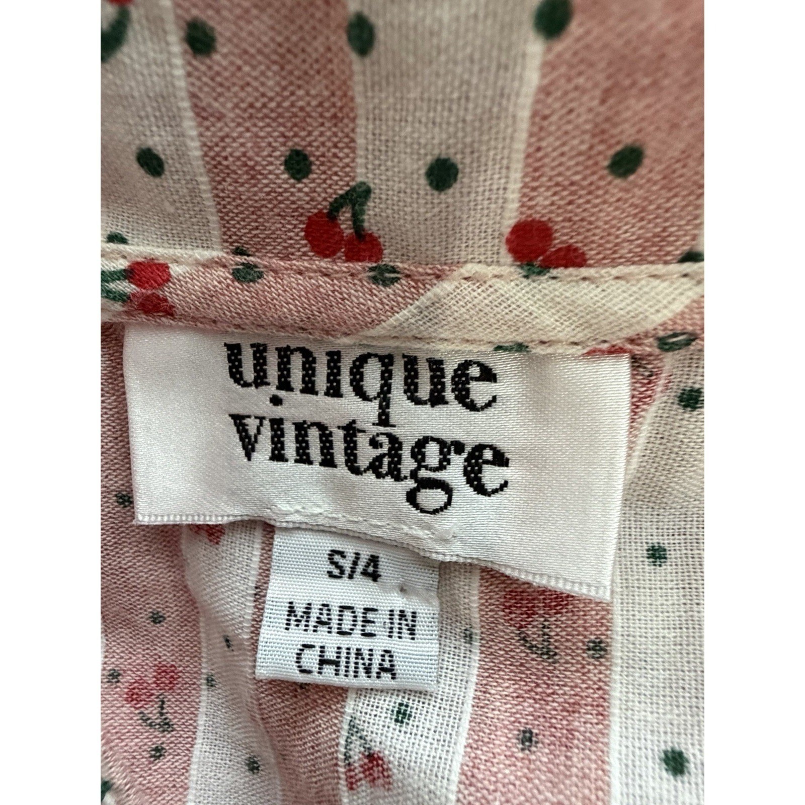 Cherry Print Shirt Swing Dress Size 4 Stripe Retro Rockabilly Unique Vintage