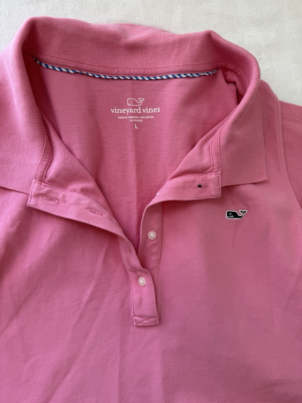 Vineyard Vines Cotton Stretch Pink Sleeveless Polo T-shirt Dress Size L Preppy