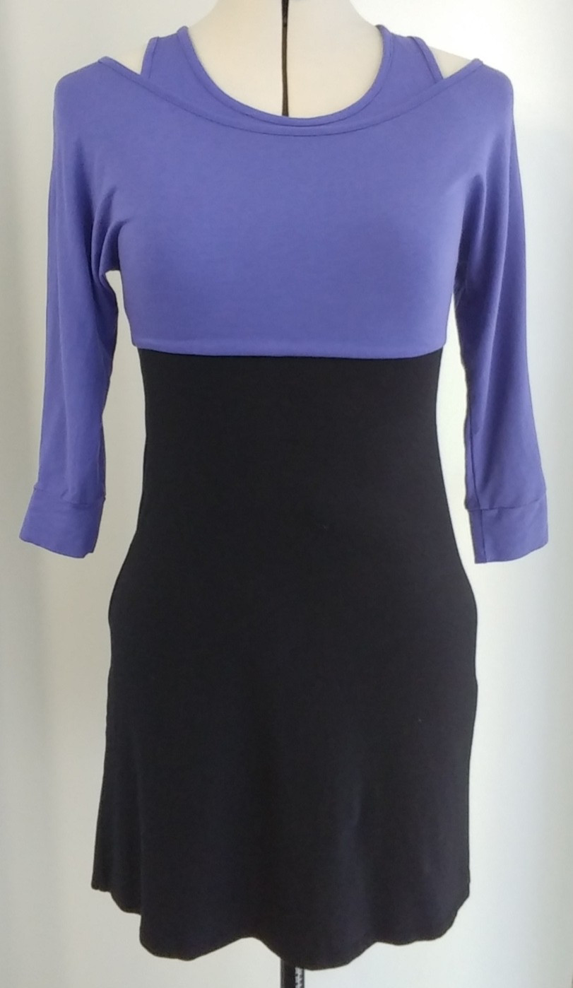 No Label 2-Tone Purple/Black Mid Thigh Length Flowy Dress Junior Size 10