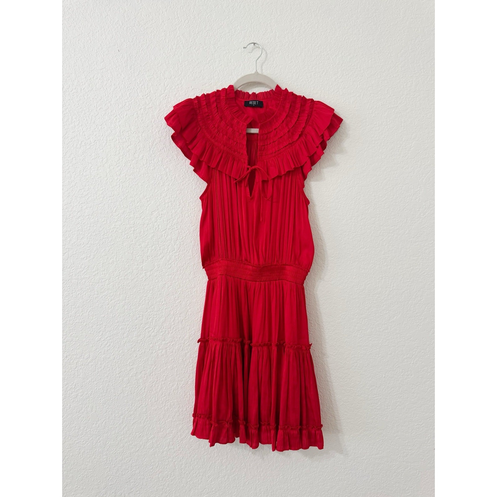 RESET by Jane Ruffle Smocked Tiered Mini Dress Size Small