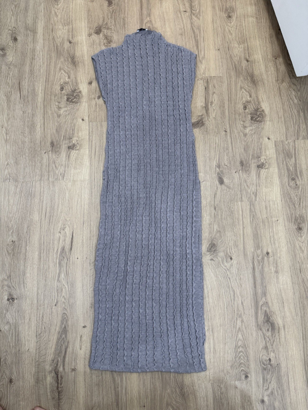 Zara Gray Cable Knit Sleeveless Turtleneck Long Maxi Dress Women’s Size M